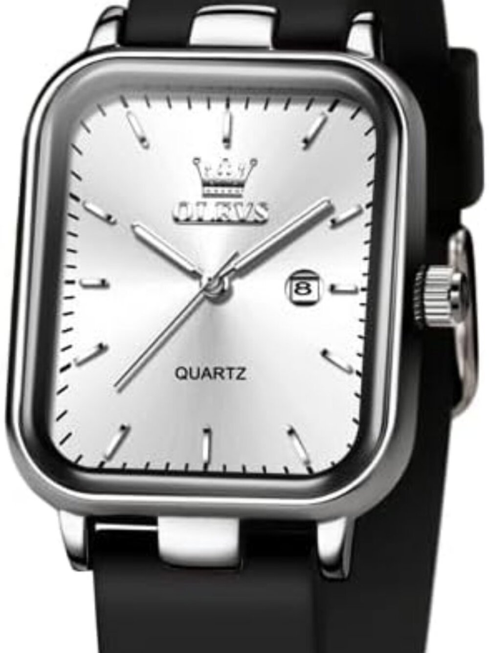 Women's White Square Silicone Band Waterproof Luxury Elegant Casual Wrist Watch